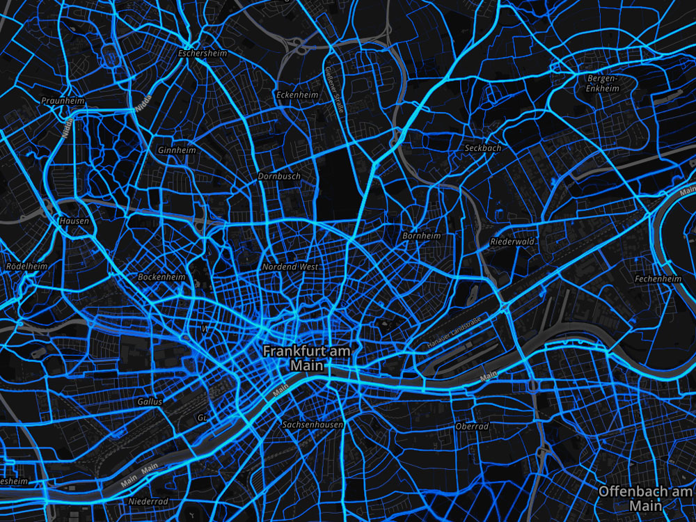 Starva Heatmap Frankfurt - Screenshot - Copyright by STRAVA