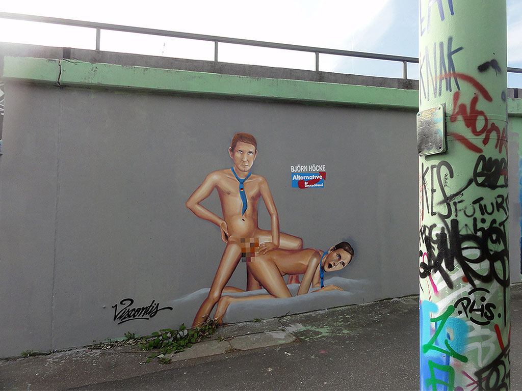 Künstlergruppe Viscontis: Graffiti-Arbeit am Ratswegkreisel in Frankfurt.