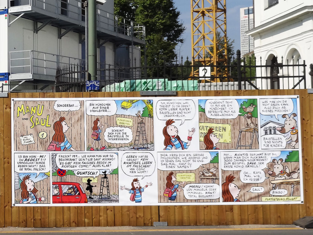 Baustellen-Comic von Volker Reiche am Jüdischen Museum in Frankfurt