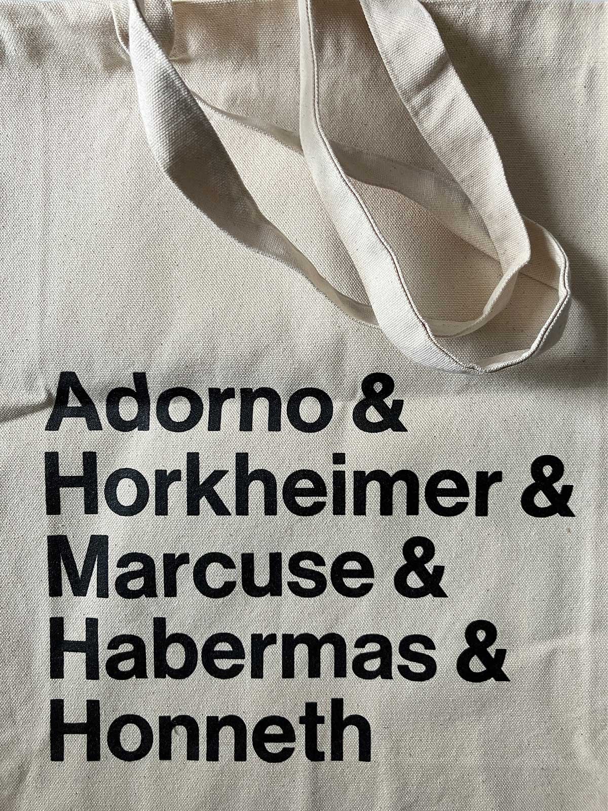 Adorno, Horkeimer, Marcuse, Habermas, Honneth - Stoffbeutel Frankfurter Schule vom Suhrkamp Verlag