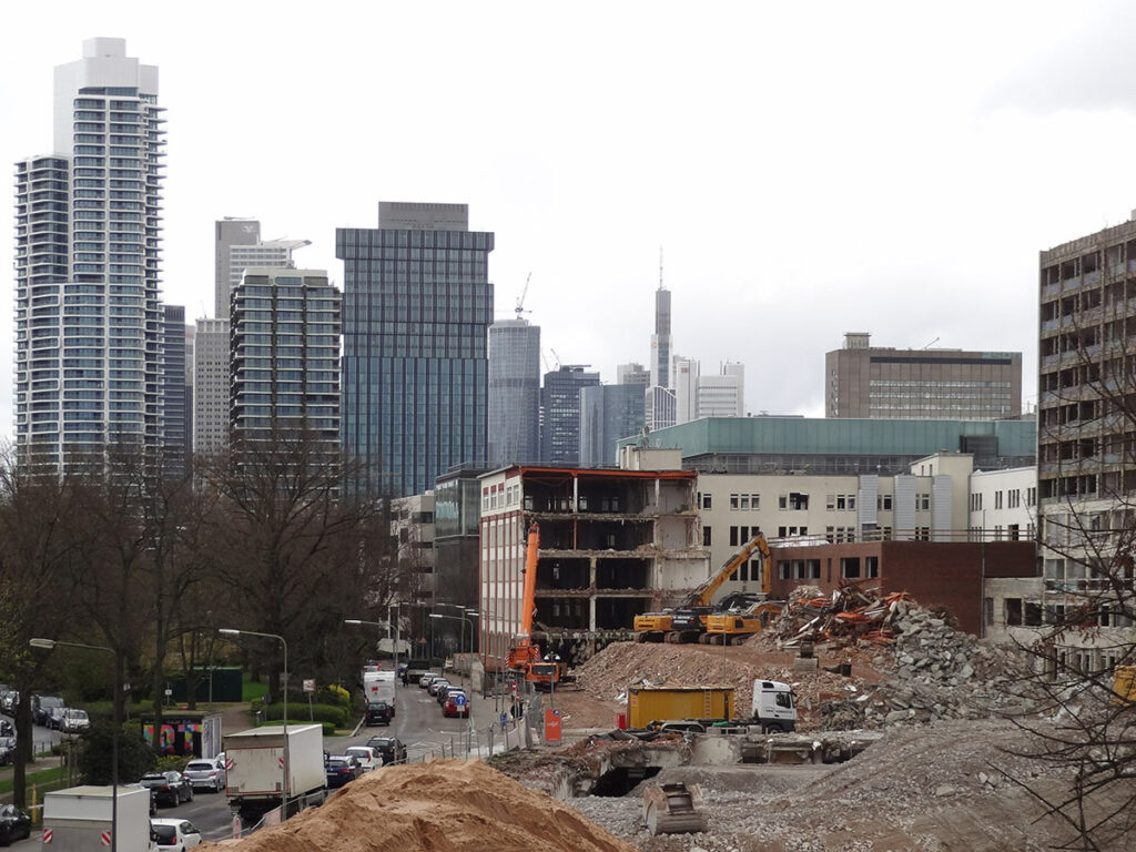 Baustelle im ehemaligen Zeitungsviertel in Frankfurt