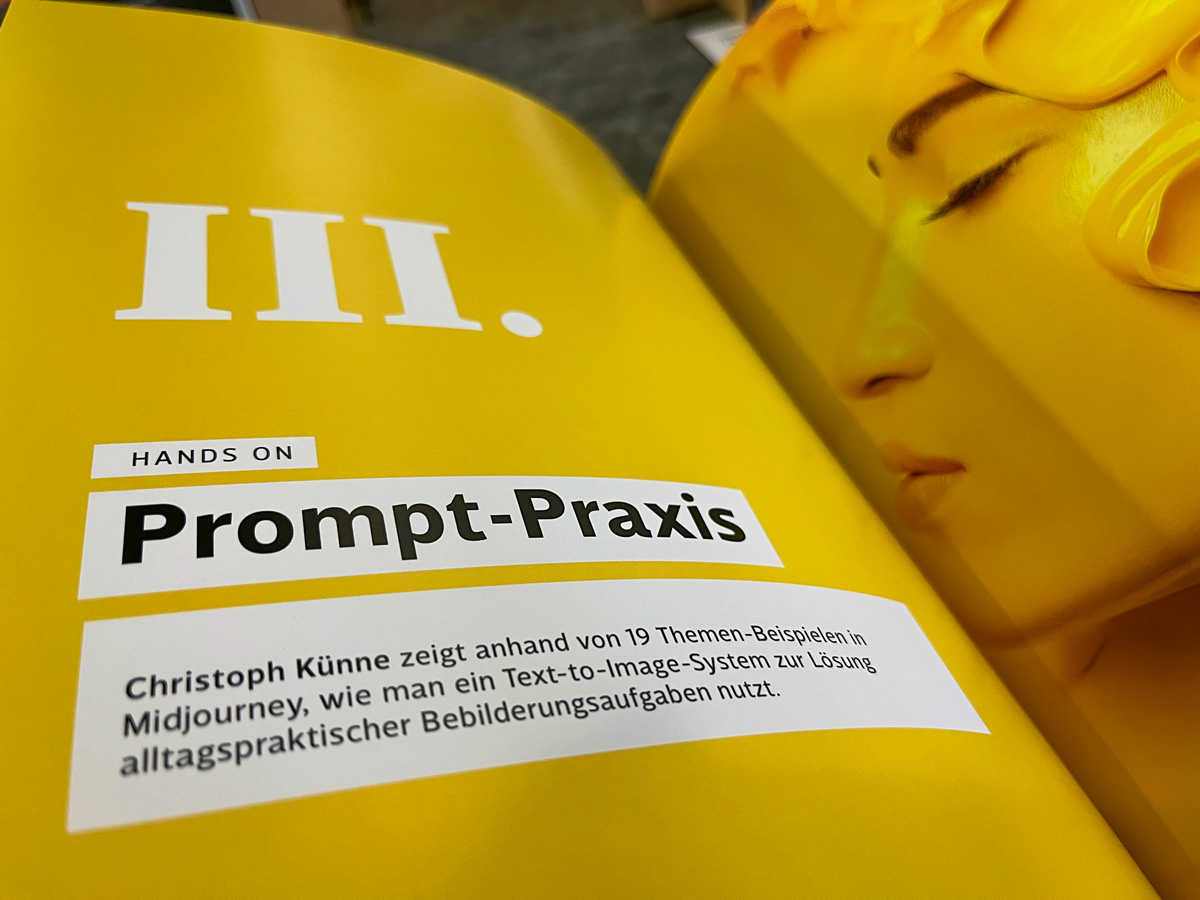 Frankfurter Buchmesse 2024: Blick in das Buch PROMPTOLOGIE 2 aus dem Hause DOCMA