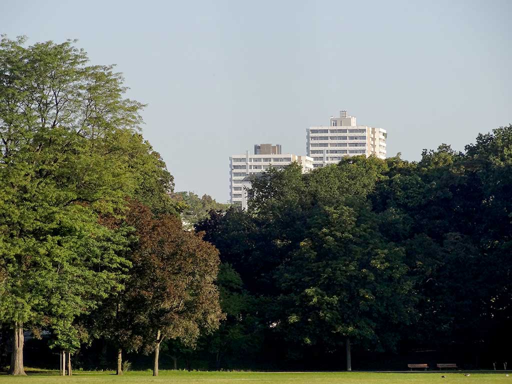 Hochhäuser in Bornheim, gesehen vom Ostpark