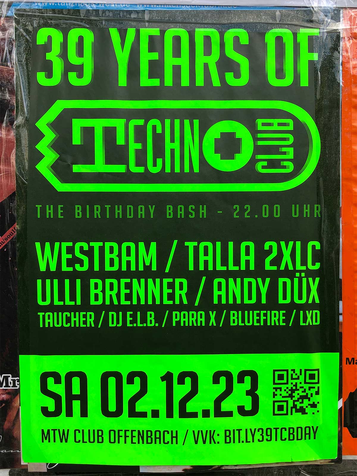 MTW Club: 39 years of Techno Club - Plakatgestaltung in Frankfurt