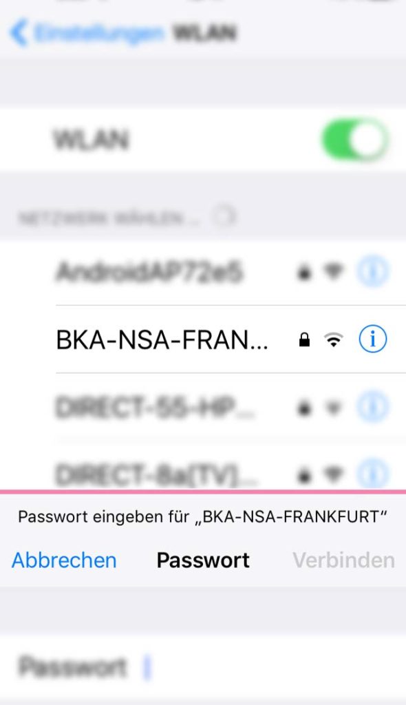 WLAN-Namen in Frankfurt - BKA NSA Frankfurt